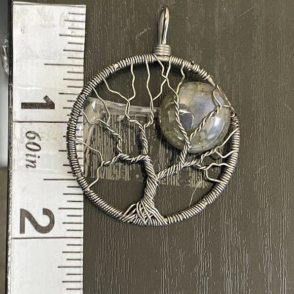Black Wired Tree Pendant with Moon - Picture 1 of 3